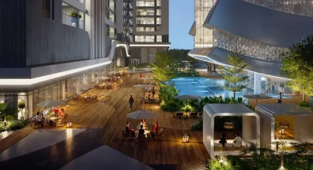 Pool deck area of MSN Neopolis Apartment by MSN Realty located at Neopolis, close to Neopolis circle, Hyderabad Telangana